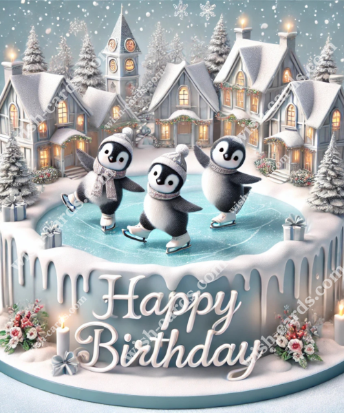 Icy Cake with Penguins