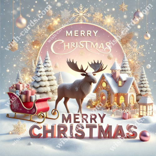 Moose in a Winter Village