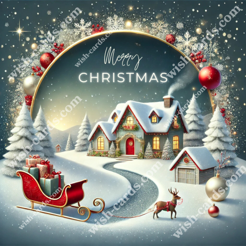 Snowy Christmas Cottage & the Reindeer