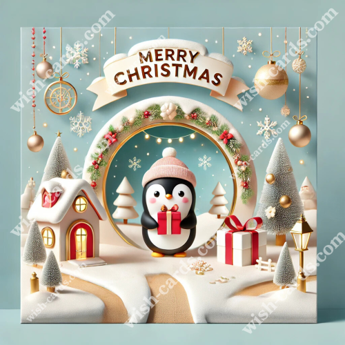 A Penguing Carring a Gift